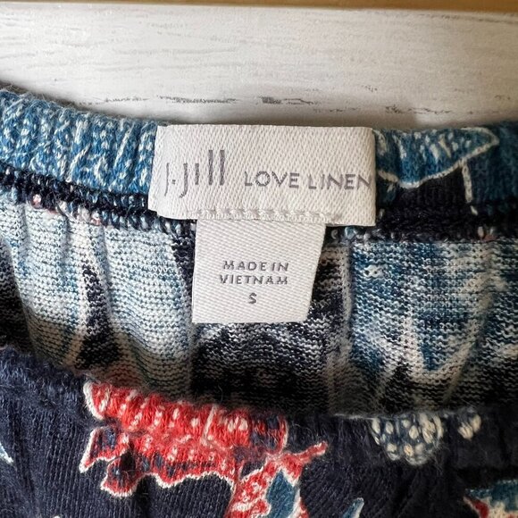 J Jill Blouse Womens Size Small Red, White & Blue Floral 100% Linen Sarasa Top - Picture 2 of 15